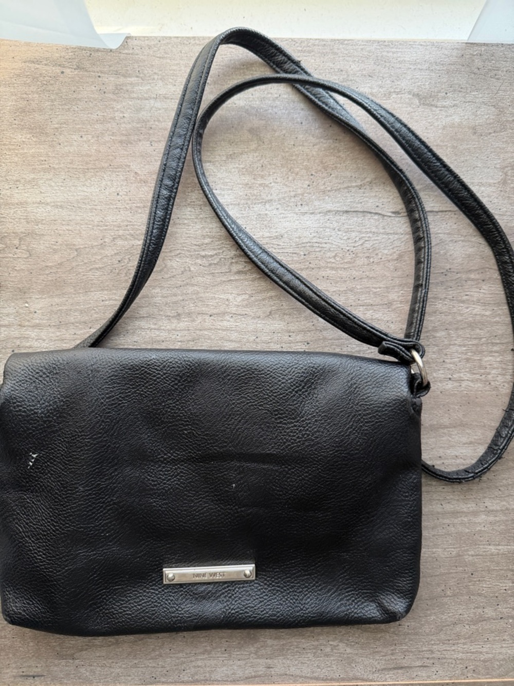 Nine West Black Pebbled Leather Crossbody Bag